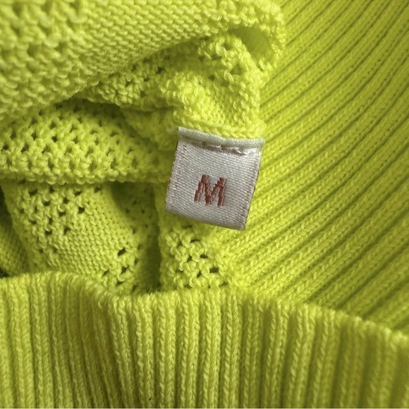 Banjanan Chartreuse Floral Jacquard Knit Sweater Cotton Blend Size M - Picture 9 of 11